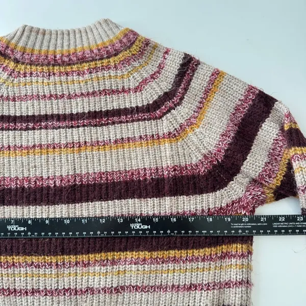 Old‎ Navy Striped Knit Sweater Womens Small S Pullover Crew Neck Beige Burgundy - Image 5