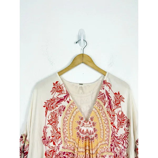 Free People Sunset Dreams Printed Tunic Size XS Ruffle Sleeve Bohemian Relaxed - Image 5