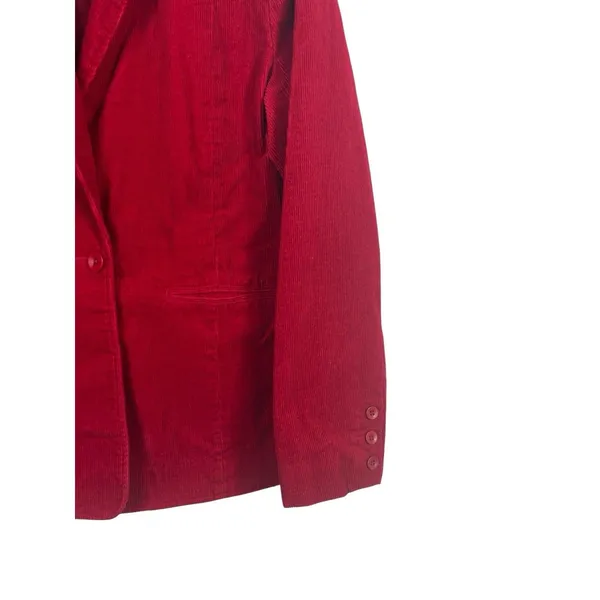 VTG Y2K Denim & Co Red Corduroy Button Front Blazer Jacket M - Image 3