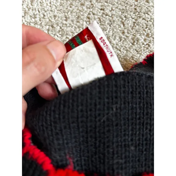 90s Vintage NutCracker Christmas Sweater Medium Black Kitten Cat Tree Ugly - Image 6