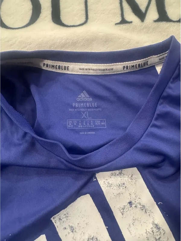adidas Primeblue printed cropped t-shirt, royal blue, size XL - Image 5