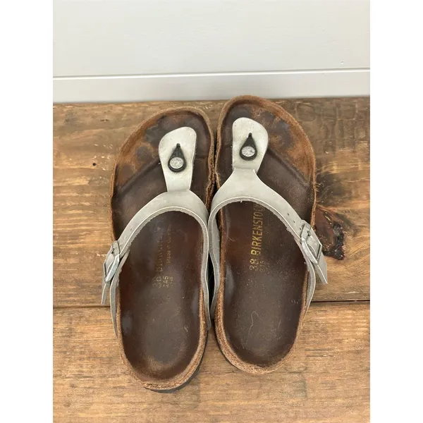 Birkenstock Gizeh Women's Thong Sandals Silver‎ Casual size 7.5 - Image 4