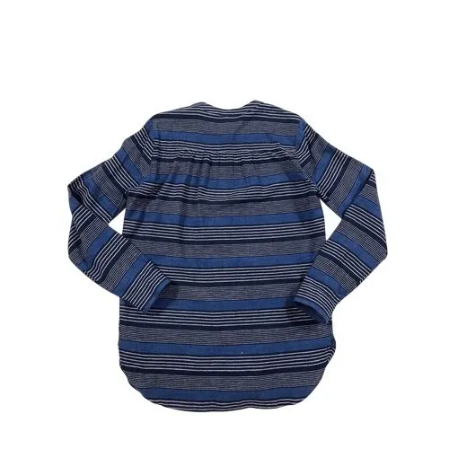 Old Navy Blue Linen Blend Long‎ Sleeve Striped Blouse Size Small - Image 2