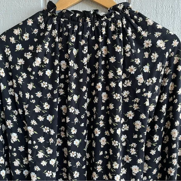 Reformation Ecovero‎ Black Floral Long Sleeve Theodora Top Blouse Size XS - Image 6