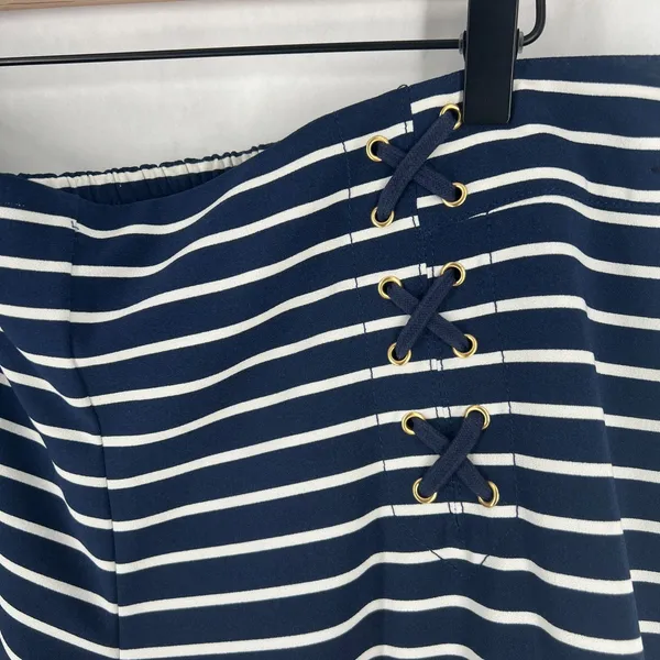 New York & Company Pants Womens XL Navy Blue White Striped Sailor Lace Up‎ - Image 4