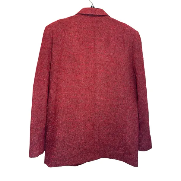 80s Country Suburban Dark Red Tweed Blazer 12 Made in‎ USA Notch Collar Vintage - Image 4