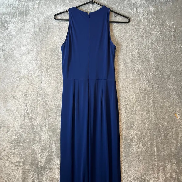 Tadashi Shoji Sho Navy Blue Sleeveless Gown Elegant Draped Evening‎ Formal Sz XS - Image 7