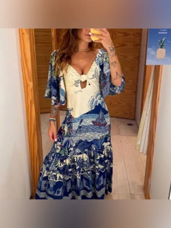 NWT Farm Rio Tropical Tiles Midi Dress Size Large - Image 7
