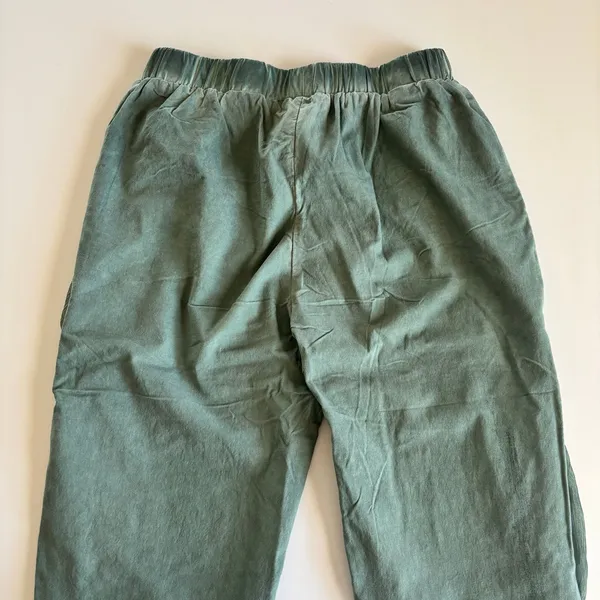 Pretty Angel Moss Green Linen Blend Pull On Tapered Pants Artsy Eclectic Medium - Image 6