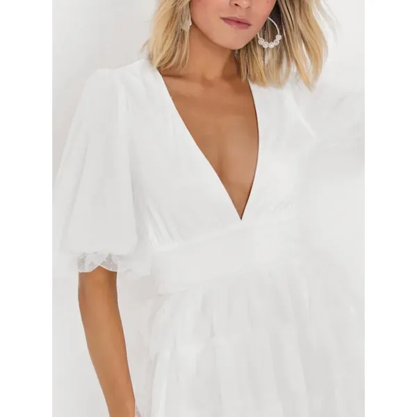 Lulus‎ Symphony of Love White Dotted Tulle Tiered Mini Dress XL Bridal Shower - Image 13