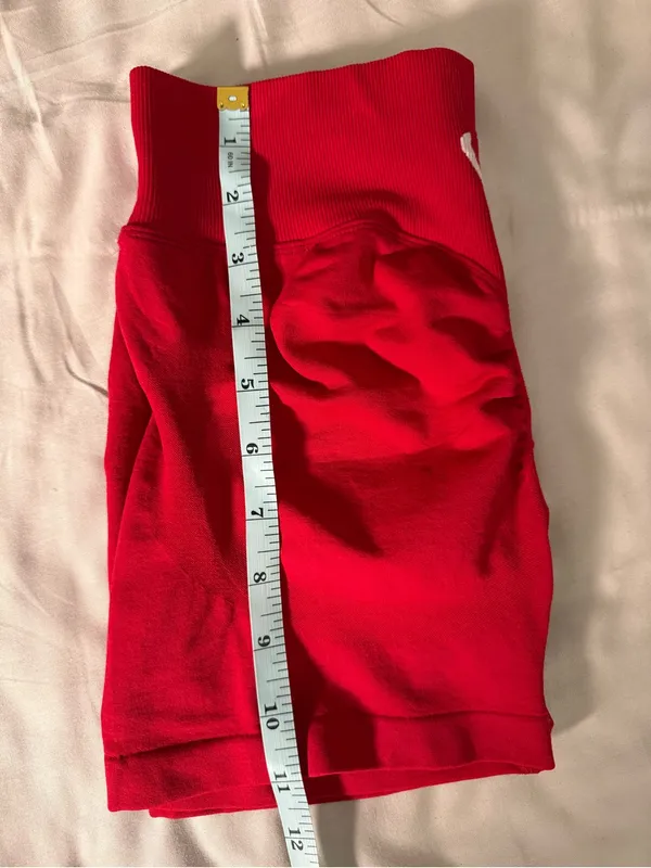 High-Waist Red Seamless Bike Shorts for Women - Image 7