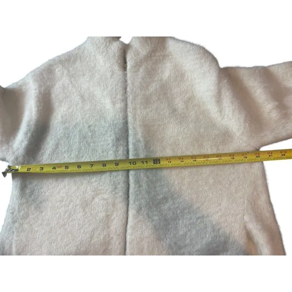 J. Crew Point Sur Heavy Ivory Faux Fur Zip Up Mock Neck Coat S - Image 9