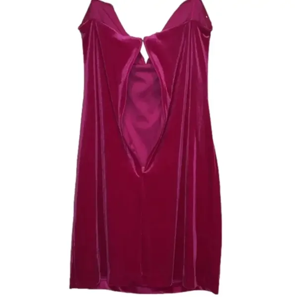 SO NWT hoco dress party dress medium mini dress strapless hot pink velvet v wire‎ - Image 5