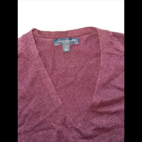 Ann Taylor Women's Wool Blend 3/4 Sleeve Sweater Size S‎ Maroon - Image 2