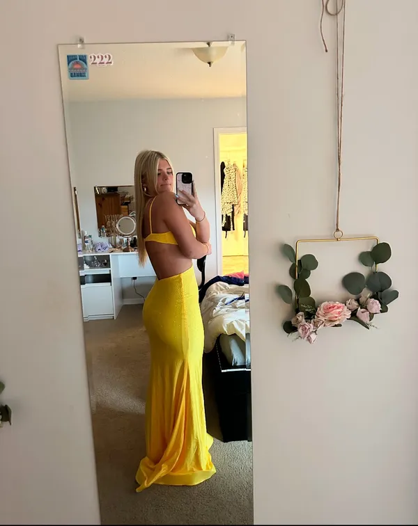 yellow cut out prom dress - Image 2