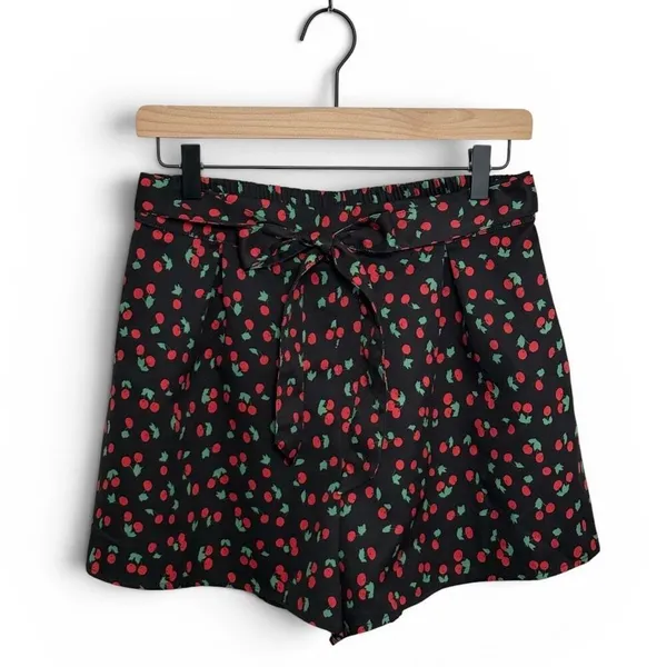 Allegra K Navy Blue Cherries Tie Shorts Sz M - Image 2