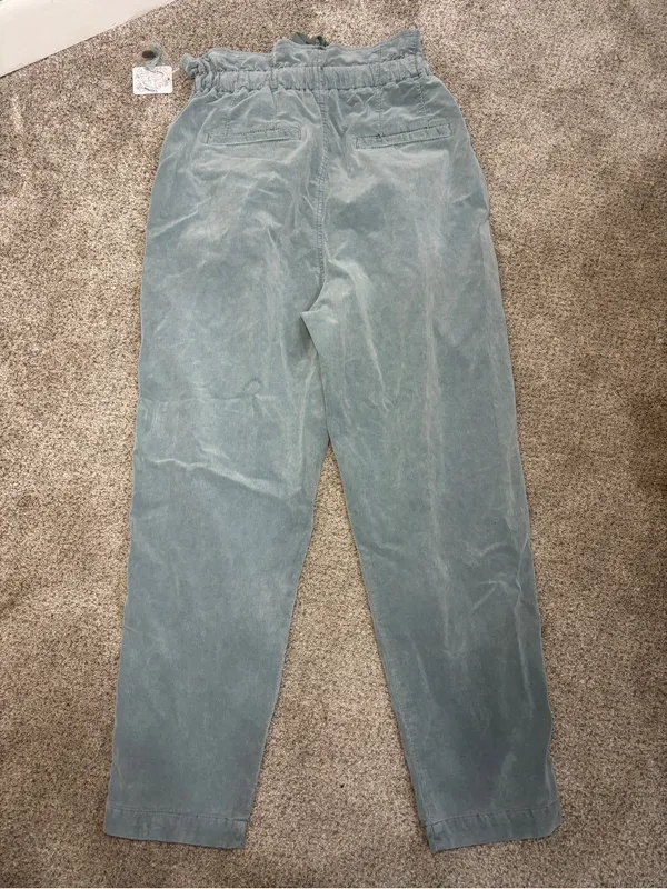 NEW! FREE PEOPLE Margate Pleated Velvet Trousers Washed Out Aqua Green Size XS - Image 12