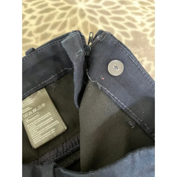 H&M Navy Blue‎ Slim Fit Chinos size 2 Ankle Trousers Office Chic Dark Academia - Image 3