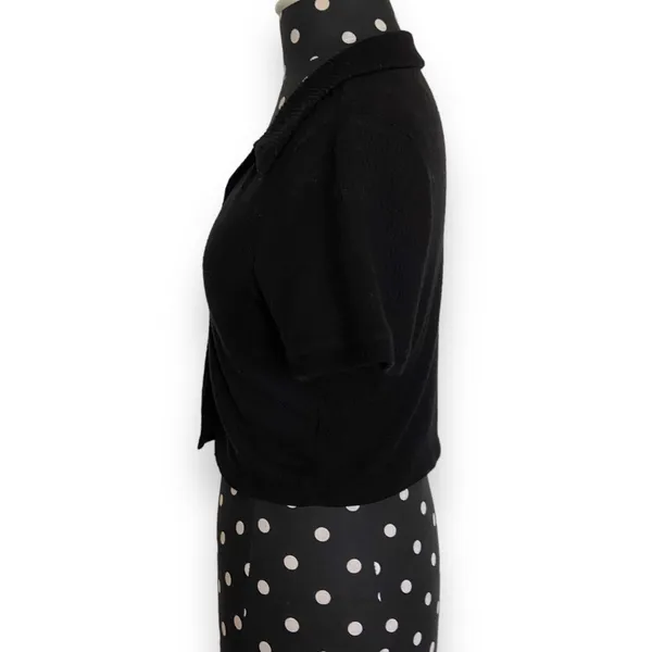 PacSun Womens Top Size M Cropped‎ Ribbed Knit V-Neck Collared Short Sleeve Black - Image 5
