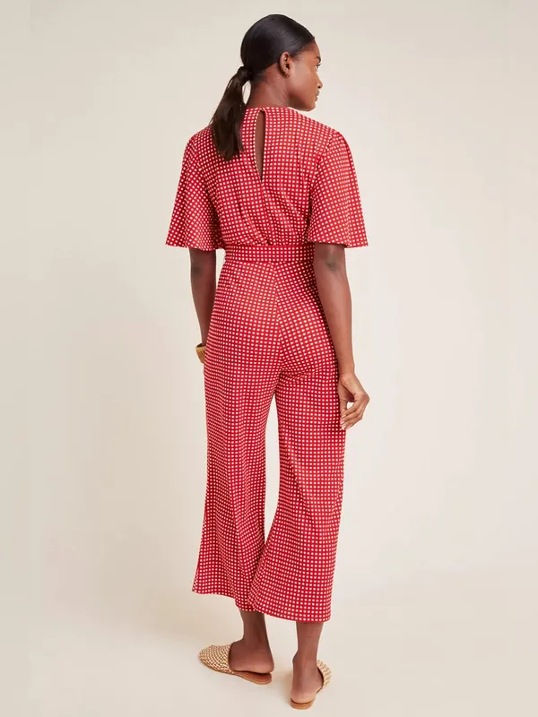 Anthropologie Margaret Belted red Jumpsuit romper 12 - Image 5