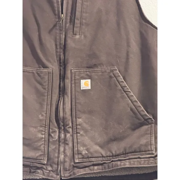 Carhartt Women's Vest Duck Sherpa Lined Work Wear Brown 1X 104224-DKB - Image 2