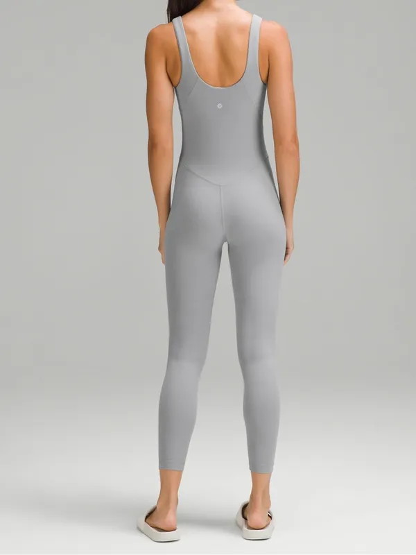Lululemon Align Bodysuit 25” Heather Gray Built In Bra Size 6 - Image 3