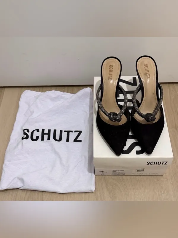 Schutz Nubuck Pearl Pointed Toe Mule - Women's 8.5 - Image 5