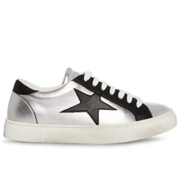 NEW Steve Madden Rezume Silver/Black Lace Up Rounded Toe Fashion Leather - Image 2
