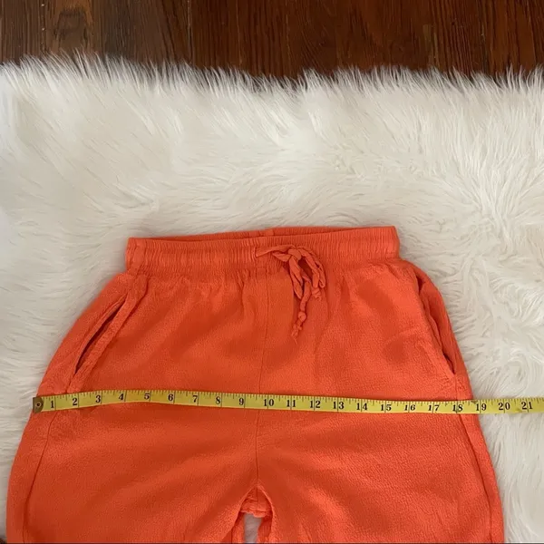Vintage Coral Pull On Pants Crepe Elastic Waistband Drawstring Size Medium - Image 5