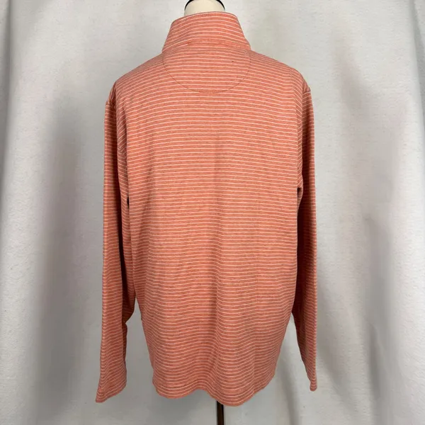 Bugatchi Quarter Zip Pullover Womens Large‎ Striped Coral Orange Casual - Image 4