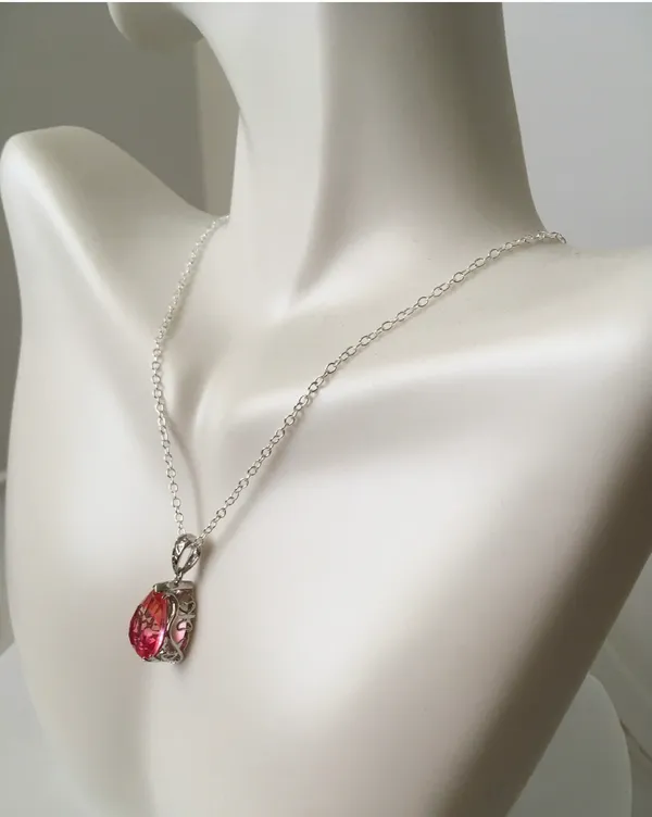Pink Teardrop Necklace - Image 2