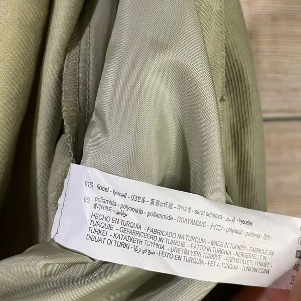 Zara high-rise wide leg pleated green trouser pants with pockets women Size XL - Image 14