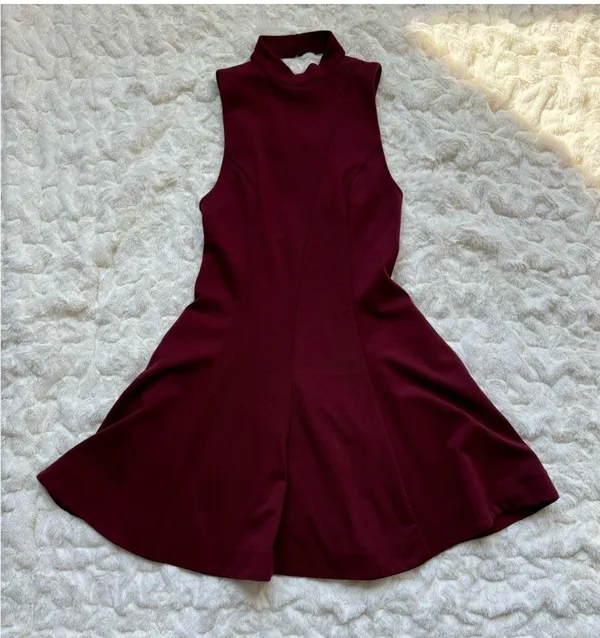 Free People Maroon Halter Dress Open Back - Image 4