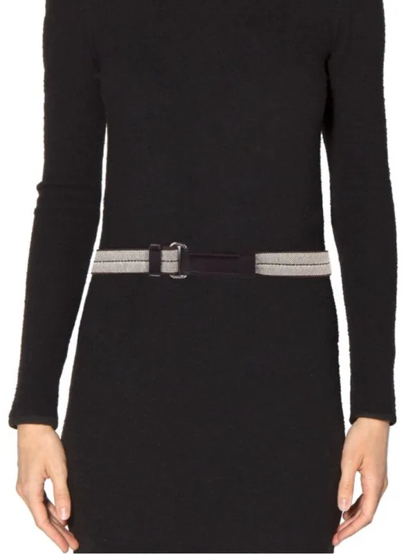 PRADA WOVEN CHOCOLATE BROWN TAN Vintage BELT Leather Trim - Image 4