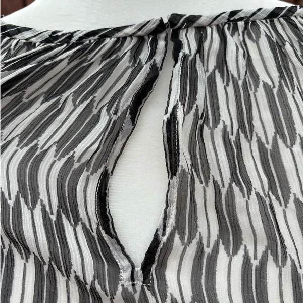 Isabel Marant Etoile Black and White Argyle Fray Hem 100% Silk Blouse Women’s S - Image 2