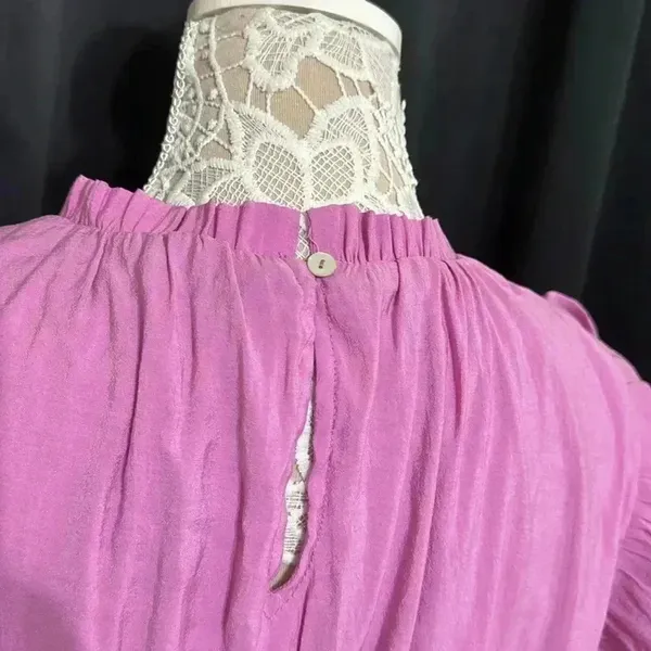 Women’s Pink Ruffle Short Sleeve Blouse - Image 4