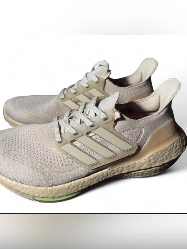 adidas woman Light Beige Knit Running Sneakers - Image 6