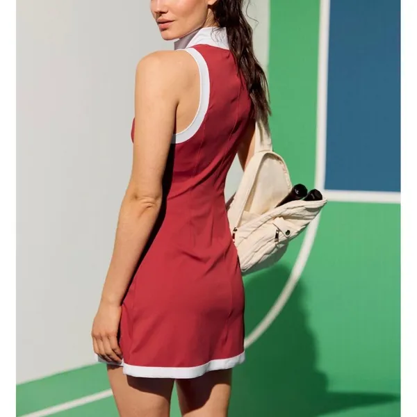 Aerie Pickletini Yasmin Zip Dress XXL Red White Sleeveless Pickleball Tennnis‎ - Image 2