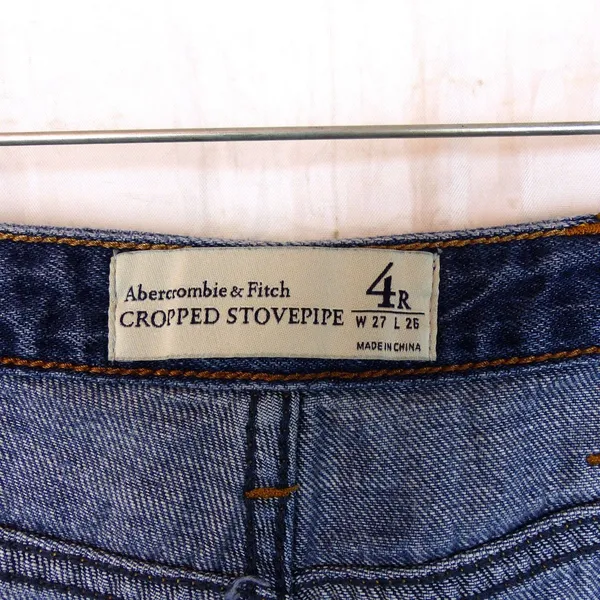 Abercrombie & Fitch Cropped Stovepipe Jean Women 4R X 24.5 Blue Wide Leg Raw Hem - Image 8
