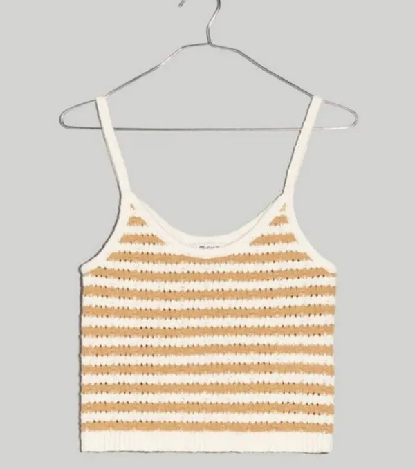 💕MADEWELL💕 Open Stitch Cardigan Sweater + Tank Set Stiped Earthen Sand Medium - Image 10