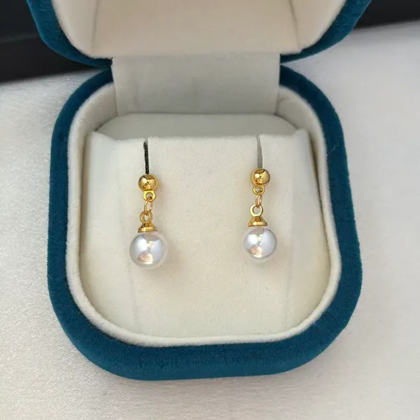 8mm White Pearl Dangle Drop Earrings for Women - Image 4