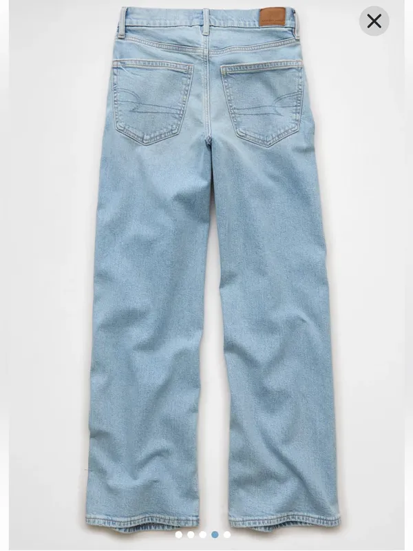 American Eagle Strigid Curvy Super High-Rise‎ Baggy Straight Leg Jeans Size 0 - Image 7