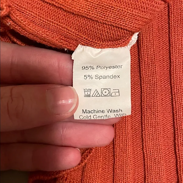Orange Ribbed Cropped Tank Top Size M - Image 2