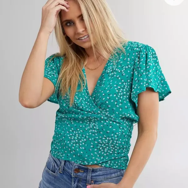 Billabong Wild Gaze Wrap‎ Top Seagreen Size small - Image 2