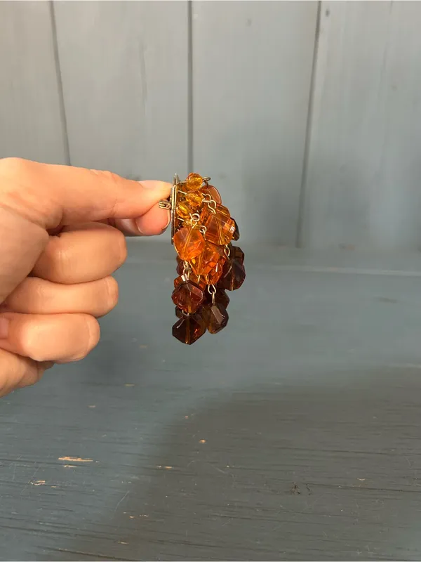 MCM Vintage Amber Cluster Bead Statement Brooch - Image 2