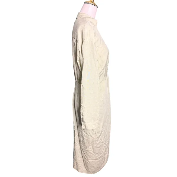Anthropologie Sage Green Linen Blend Twist Front Midi‎ Dress US 8 UK 12 EU 40 - Image 5