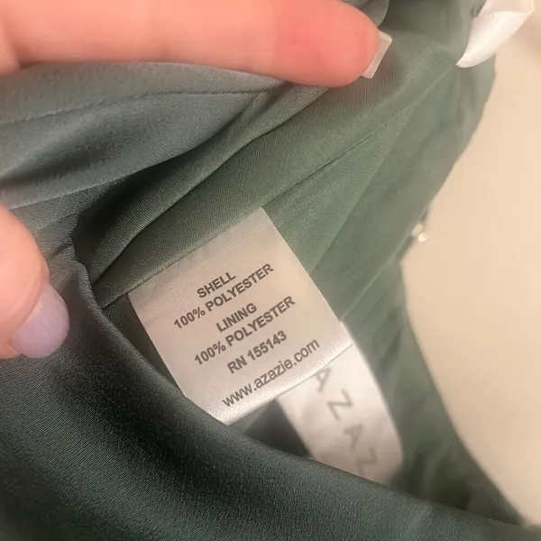 ✨Azazie Halsey Stretch Sea Moss A-Line Side Slit Stretch Satin Sz A8 Dress✨ - Image 10