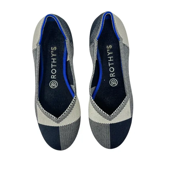 Rothy's The Flat Captoe Black White Plaid Check‎ Retired Ballerina Size 7 - Image 2