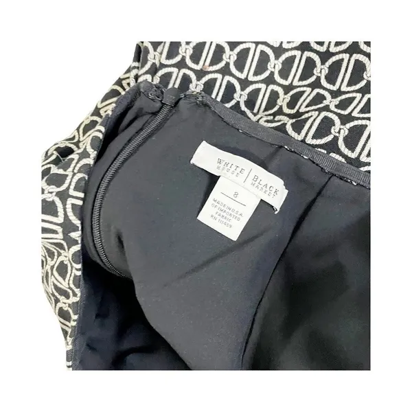 White House Black Market‎ Womens Straight Skirt Geometric Mini Back Slit USA 8 - Image 5