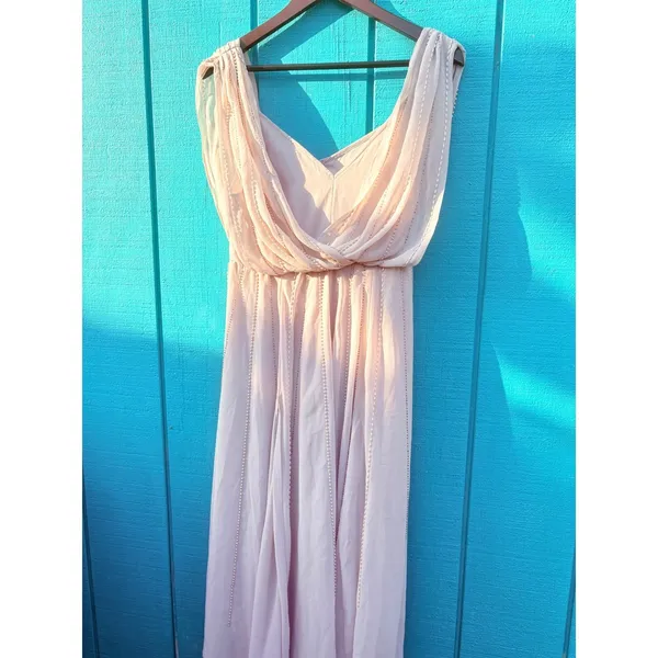 ASOS Beige Embellished Maxi Dress Draping Cowl Neck Evening Formal‎ - Image 5